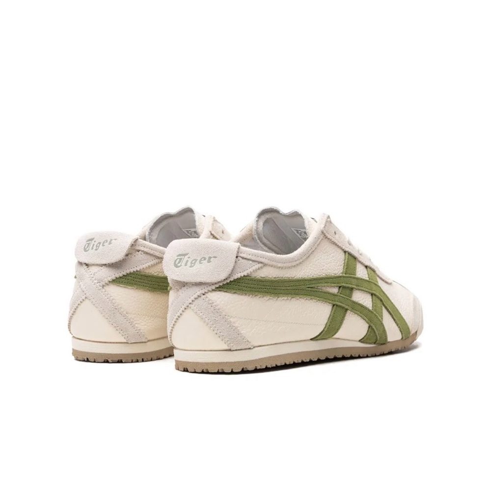 Onitsuka Tiger by Asics Cream Sneakers with Olive Green Stripes